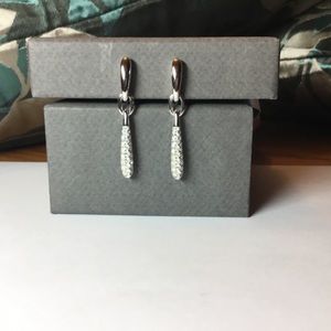 Swarovski Clip Silver Tone and Crystal Drop Earrings.